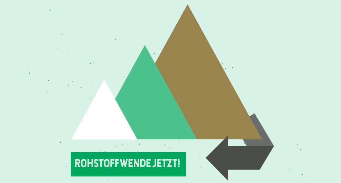 Grafik mit der verschiedenfarbigen Dreiecken und einem Pfeil mit grünem Hintergrund