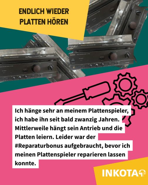 Endlich wieder Platten hören: Ich hänge sehr an meinem Plattenspieler, ich habe ihn seit bald zwanzig Jahren. Mittlerweile hängt sein Antrieb und die Platten leiern. Leider war der #Reparaturbonus aufgebraucht, bevor ich meinen Plattenspieler reparieren lassen konnte.